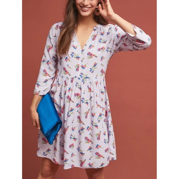 Maeve Dresses & Skirts - Maeve Anthropologie Dress Womens Small Purple Floral Babydoll Whimsy Cottage